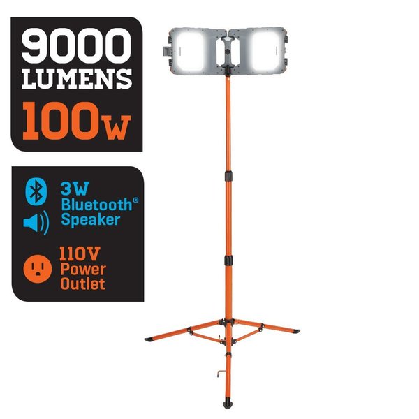 Swanson Tool 9000 Lumens, LED Bluetooth and Plug Socket Work Light with Stand 950BT-6037TP